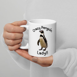 Crazy Penguin Lady White Mug