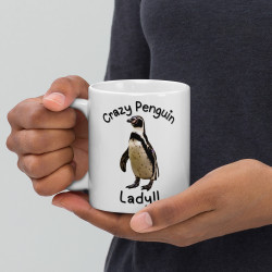 Crazy Penguin Lady White Mug