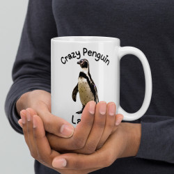 Crazy Penguin Lady White Mug