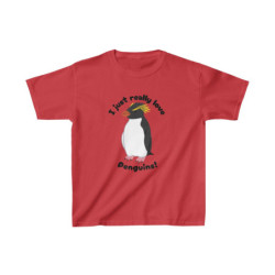 I Just Really Like Penguins! Southern Rockhopper Penguin Kids Tee