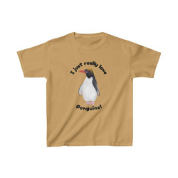 I Just Really Like Penguins! Macaroni Penguin Kids Tee