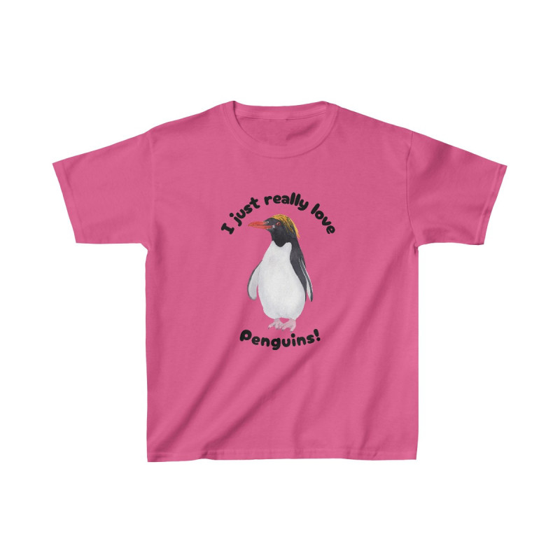 I Just Really Like Penguins! Macaroni Penguin Kids Tee