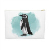 Moe the Penguin Teal Watercolor Personalized Accessory Pouch