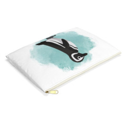 Moe the Penguin Teal Watercolor Personalized Accessory Pouch