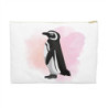 Moe the Penguin Pink Watercolor Personalized Accessory Pouch