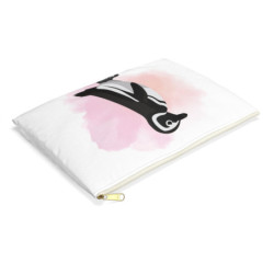 Moe the Penguin Pink Watercolor Personalized Accessory Pouch