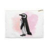 Moe the Penguin Pink Watercolor Personalized Accessory Pouch