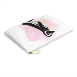 Moe the Penguin Pink Watercolor Personalized Accessory Pouch