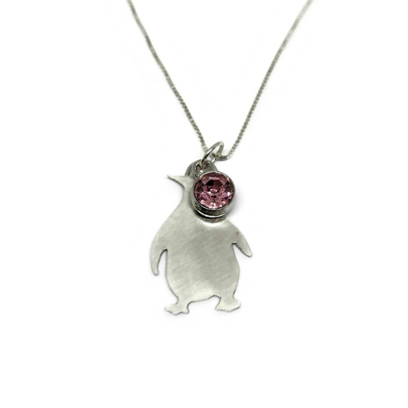 Sterling Silver Birthstone Moe the Penguin Pendant