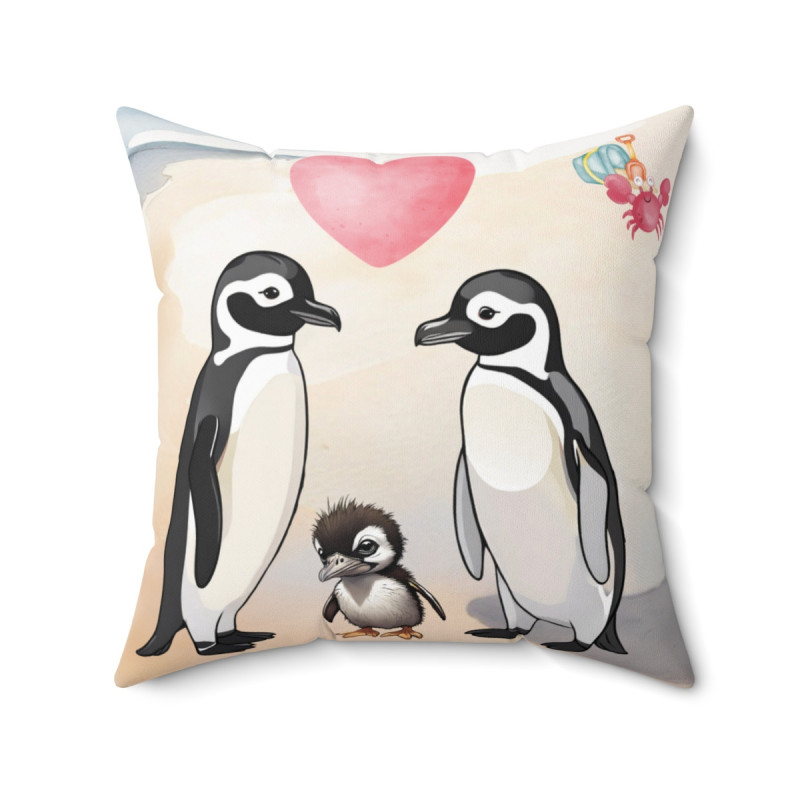 Alfred, Oliver & Baby Sophie Penguin Square Pillow