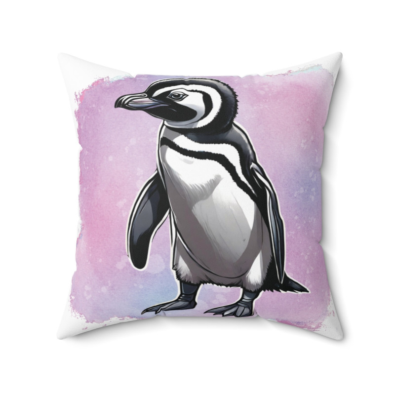 Purple Watercolor Moe the Penguin Pillow