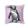 Purple Watercolor Moe the Penguin Pillow