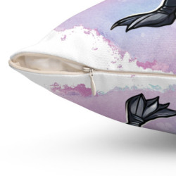 Purple Watercolor Moe the Penguin Pillow